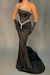 Bmbridal Black Trägerloss Meerjungfrau Stil Prom Dress Long With Beads