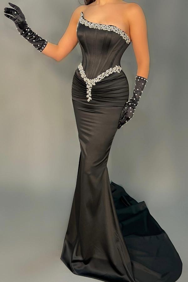 Bmbridal Black Trägerloss Meerjungfrau Stil Prom Dress Long With Beads