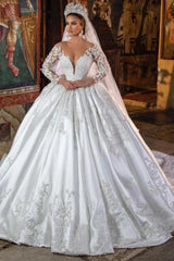 Bmbridal Langarm Duchesse/Herzogin Hochzeit Dress V Ausschnitt With Spitze Applikation