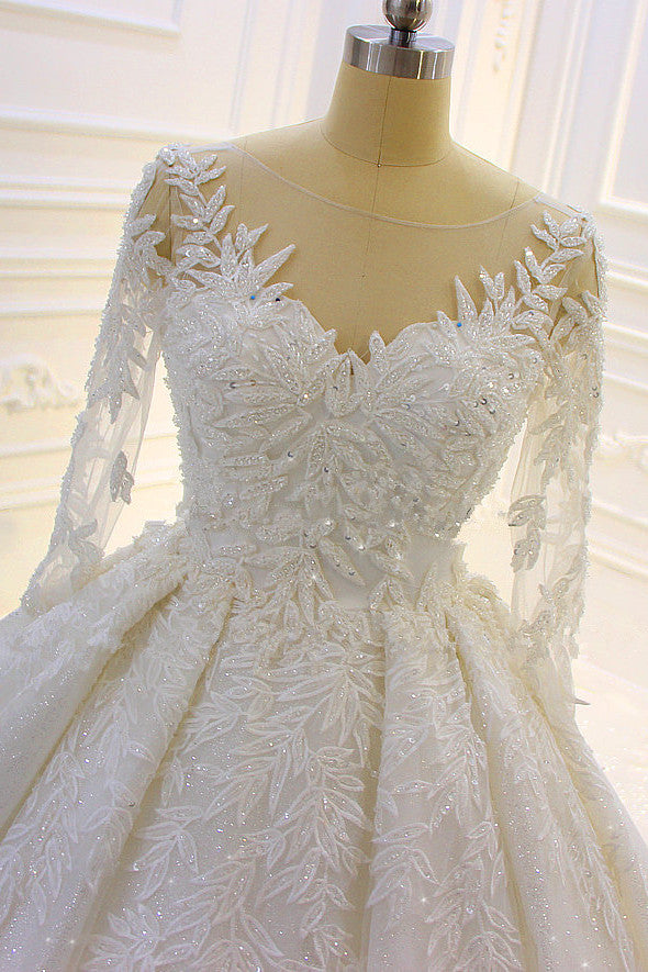 Finden Sie Luxus Brautkleider mit Ärmel online bei babyonlinedress.de. Hochzeitskleider Prinzessin Glitzer für Sie zur Hochzeit gehen.