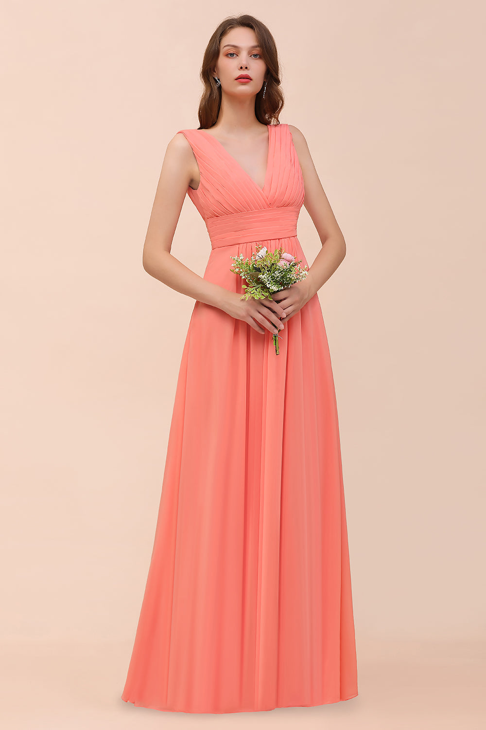 Finden Sie Coral Brautjungfernkleider Lang Günstig online bei babyonlinedress.de. Chiffon Kleider Online für Sie zur Hochzeit gehen.