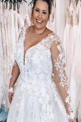 Bmbridal Langarm Plus Size Hochzeit Dress With Spitze Applikation