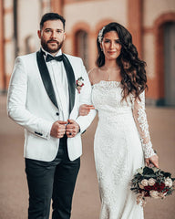 Finden Sie bei babyonlinedress.de Schlichtes Brautkleid Mit Ärmel online. Spitze Hochzeitskleider Meerjungfrau für Sie zur Hochzeit gehen.