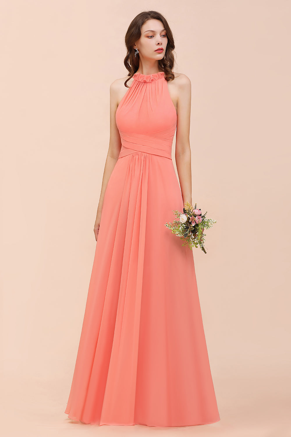 Finden Sie Coral Brautjungfernkleider Lang Günstig online bei babyonlinedress.de. Chiffon Kleider für Brautjungfern zur Hochzeit gehen.