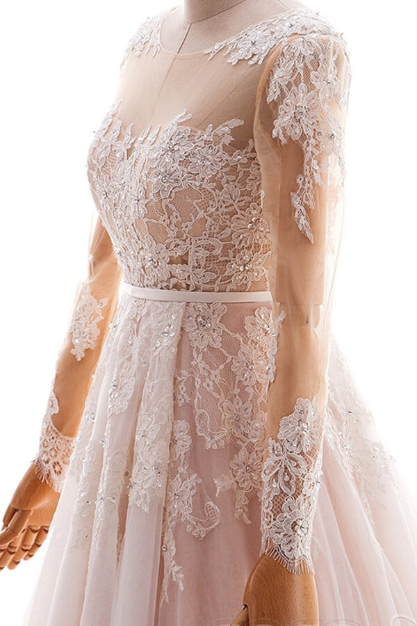 Laden Sie das Bild in den Galerie-Viewer, Suchen Sie Blush Pink Brautkleider mit Ärmel online bei babyonlinedress.de. Hochzeistkleider Günstig Online für Sie zur Hochzeit gehen.
