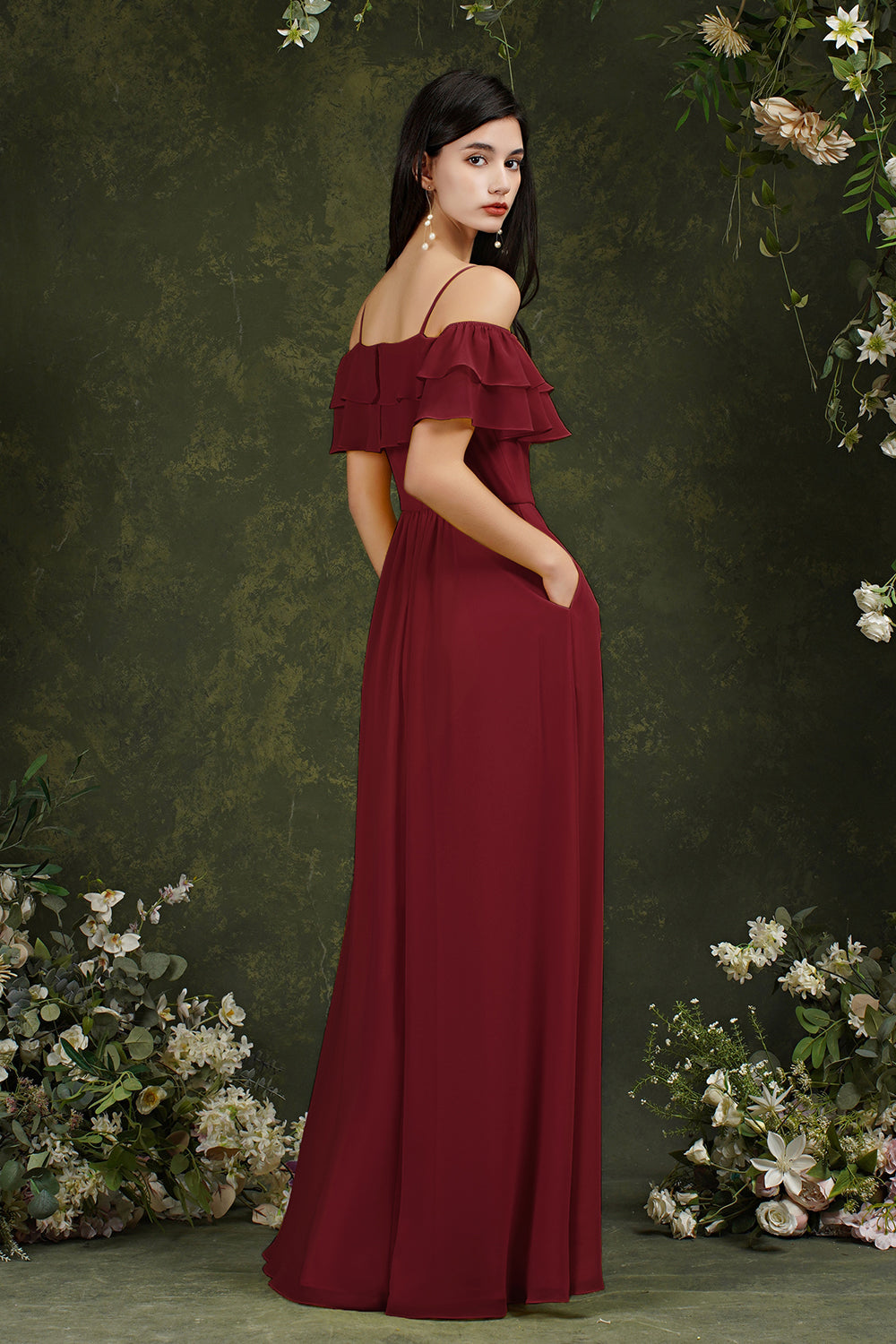 Bmbridal Schulterfrei Bridesmaid Dress Rüschen With Slit