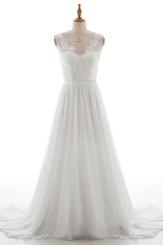 Laden Sie das Bild in den Galerie-Viewer, Elegante Brautkleider V Ausschnitt online bei babyonlinedress.de kaufen. Hochzeitskleid mit Spitze für Sie zur Hochzeit gehen.

