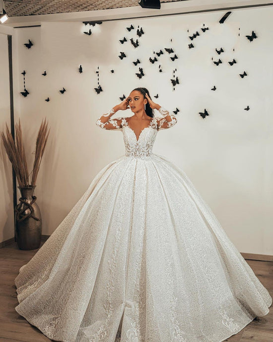 Bestellen Sie Wunderschöne Brautkleider Glitzer online bei babyonlinedress.de. Prinzessin Hochzeitskleider mit Ärmel für Sie zur hochzeit gehen.