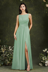 BMbridal Ärmellos Bridesmaid Dress Long With Slit Online