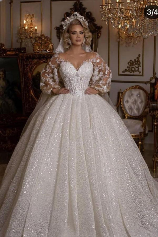 Babyonlinedress.de bietet Große Auswahl von Luxus Hochzeitskleider mit Ärmel online. Brautkleider Prinzessin Glitzer für Sie zur Hochzeit gehen.