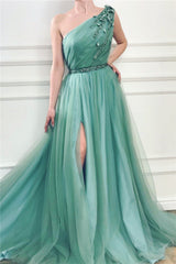 Bmbridal Ein Schulter Split Prom Dress Long With Applique