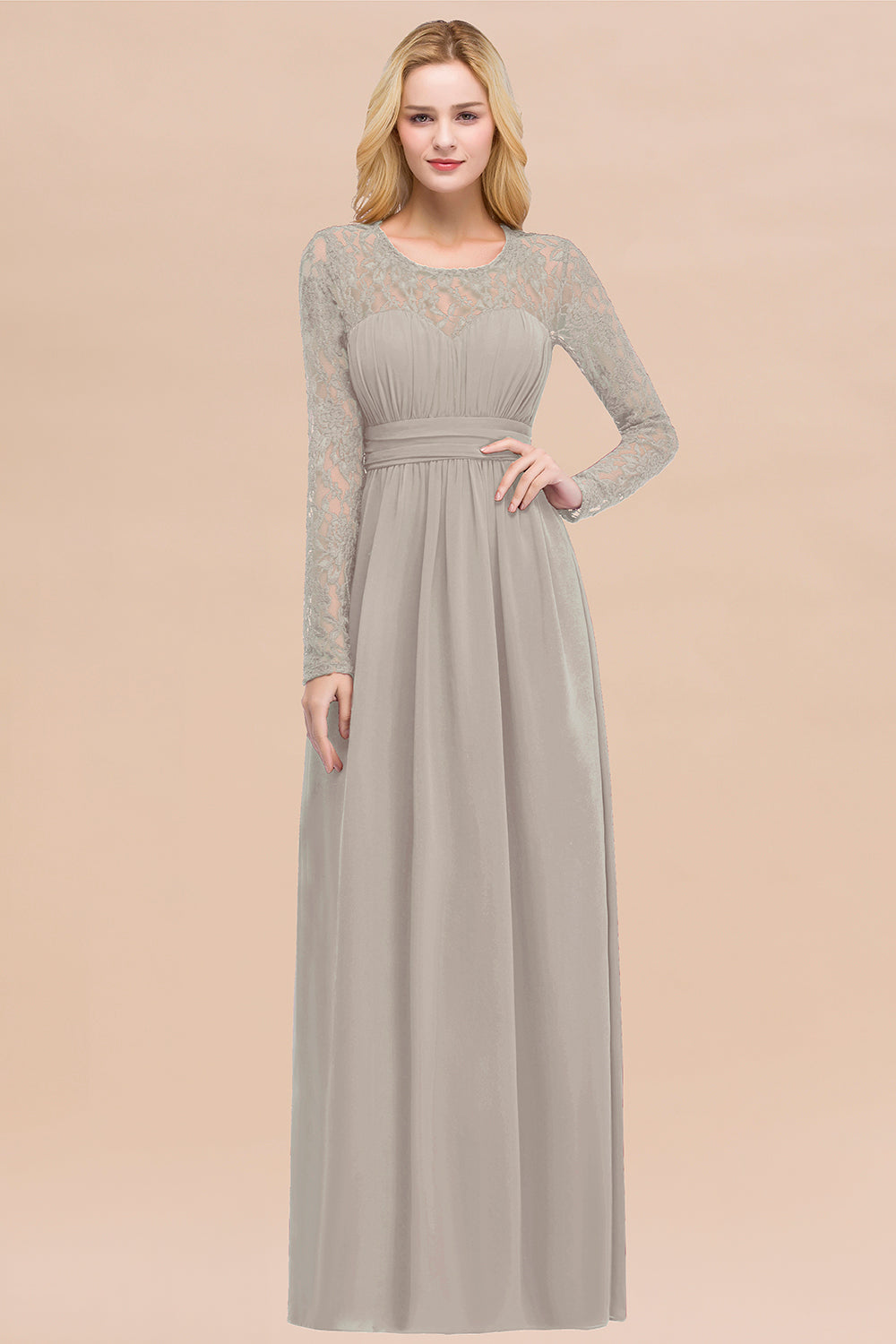 BMbridal Elegant Spitze Burgundy Bridesmaid Dresses Online with Langarm