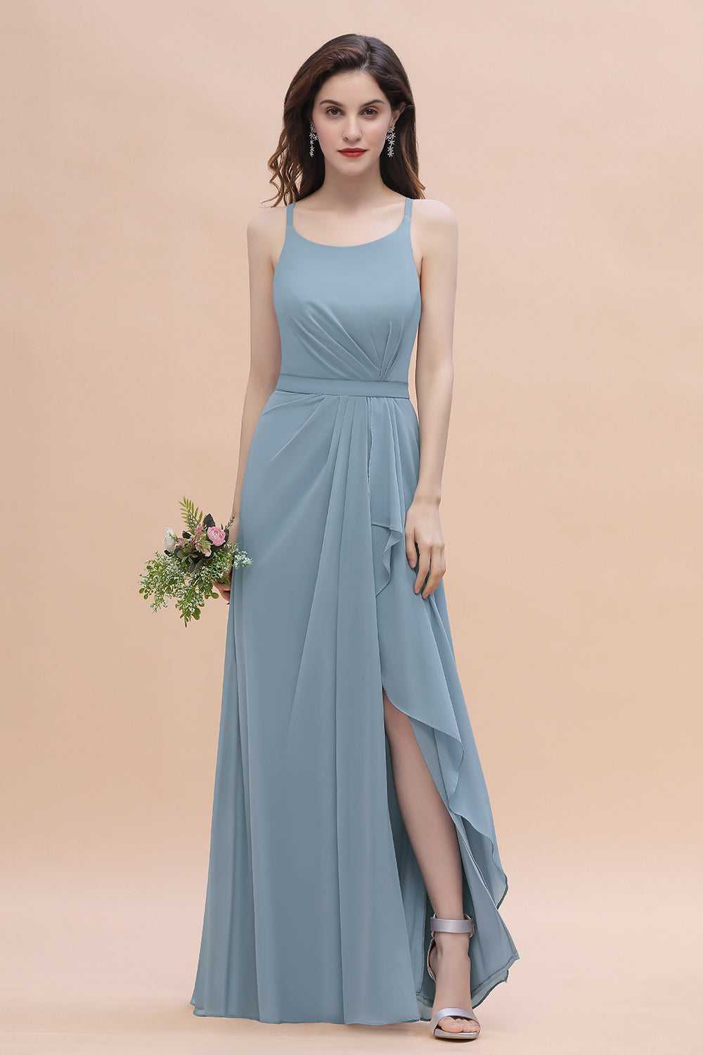 Bestellen Sie Stahlblaue Brautjungfernkleider Günstig online bei babyonlinedress.de. Brautjungfernkleid Lang Chiffon für Sie zur hochzeit gehen.