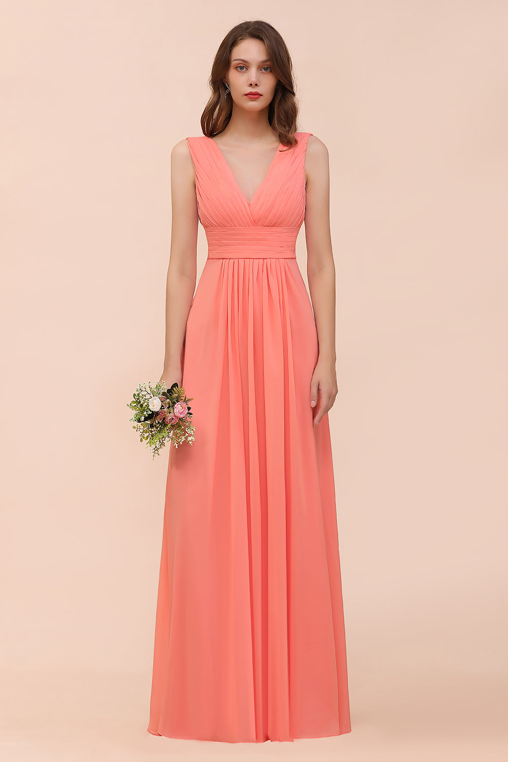 Finden Sie Coral Brautjungfernkleider Lang Günstig online bei babyonlinedress.de. Chiffon Kleider Online für Sie zur Hochzeit gehen.