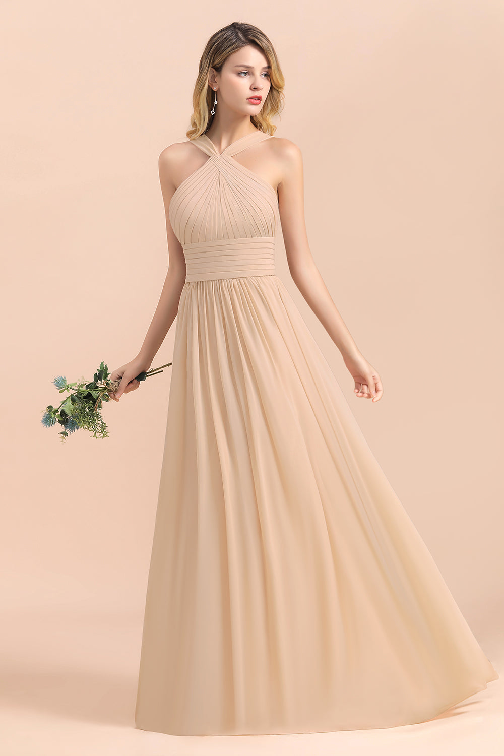 Finden Sie Champagne Brautjungfernkleider Lang Günstig online bei babyonlinedress.de. Kleider Chiffon Kaufen für Sie zur Hochzeit gehen.