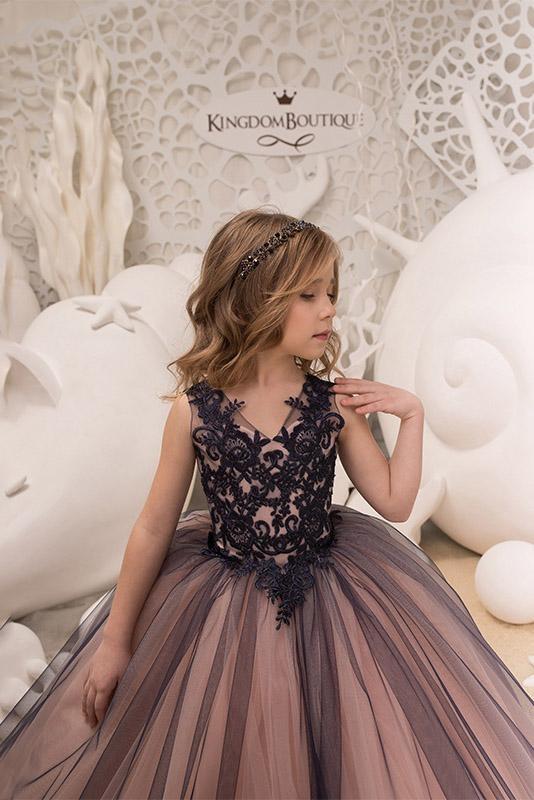 BMbridal Black Spitze Prinzessin Duchesse/Herzogin Flower Girl Dress