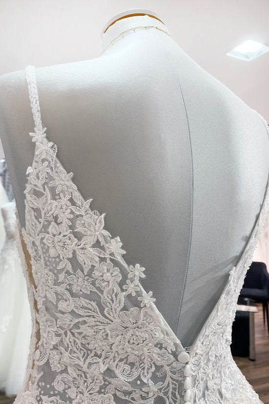 BMbridal Späghetti Träger Tüll Spitze Applikation A Linie Hochzeit Dresses