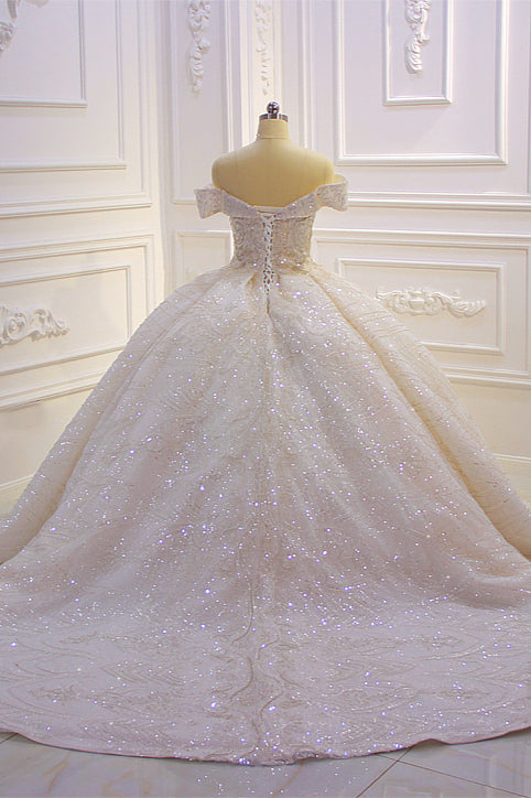 Laden Sie das Bild in den Galerie-Viewer, Bestellen Sie Extravagante Hochzeitskleider Prinzessin online bei babyonlinedress.de. Brautkleider mit Glitzer maß geschneidert kaufen zur Hochzeit gehen.
