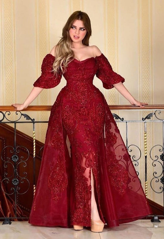 Kaufen Sie Designer Abendkleider Mit Ärmel online bei Thekleid.de. Rote Abiballkleider Mit Spitze für Sie nach Maße zum abiball gehen.