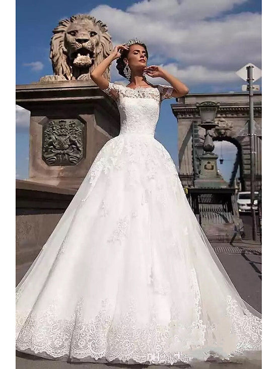 Finden Sie Schöne Brautkleider Kurz Ärmel online bei babyonlinedress.de. Brautmoden A linie Mit Spitze für Sie zur hochzeit gehen.