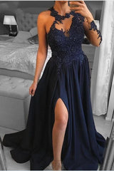 Suchen Sie Navy Blau Abendkleider Mit Ärmel online bei Thekleid.de. Spitze Abiballkleider Lang Günstig nach maß zum abiball gehen.