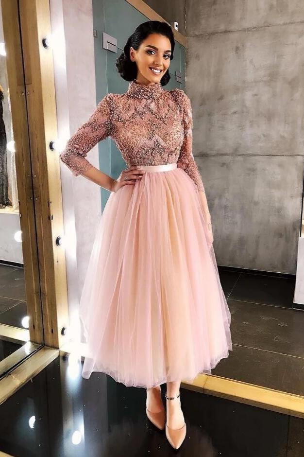 Bestellen Sie Elegante Rosa Cocktailkleider Kurz online bei Thekleid.de. Abiballkleider Mit Spitze Ärmel für Sie nach maß zum Abiball gehen online.