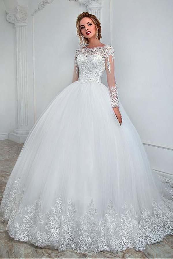 Finden Sie Wunderschöne Brautkleider mit Ärmel online bei babyonlinedress.de. Hochzeitskleider Prinzessin aus Tüll nach maß anfertigen.