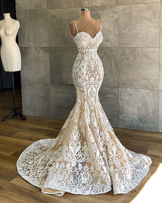Laden Sie das Bild in den Galerie-Viewer, Bestellen Sie designer Hochzeitskleid Meerjungfrau online bei babyonlinedress.de.  Brautkleider mit Spitze für Sie zur Hochzeit gehen.
