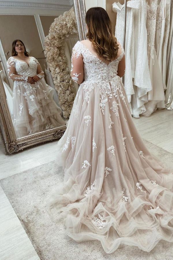 Bestellen Sie Schöne Brautkleider Große Größe bei babyonlinedress.de. Hochzeitskleider Mit Spitzenärmel mit hocher Qualität bekommen.