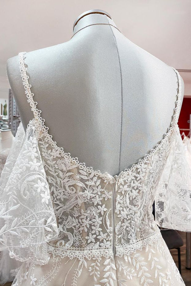 BMbridal Gorgeous Ärmellos Tüll Spitze Applikation Herz Ausschnitt A Linie Hochzeit Dresses