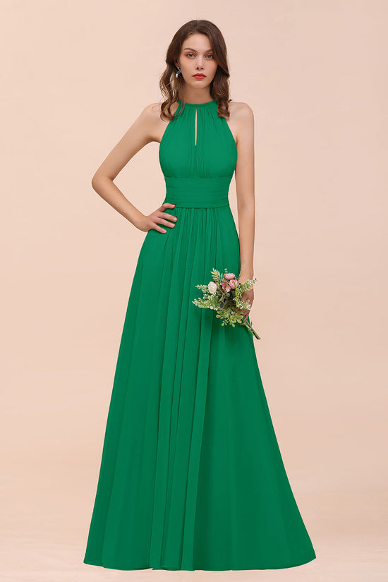Laden Sie das Bild in den Galerie-Viewer, BMbridal Elegant Chiffon Jewel Ruffle Champagne Affordable Bridesmaid Dress Online
