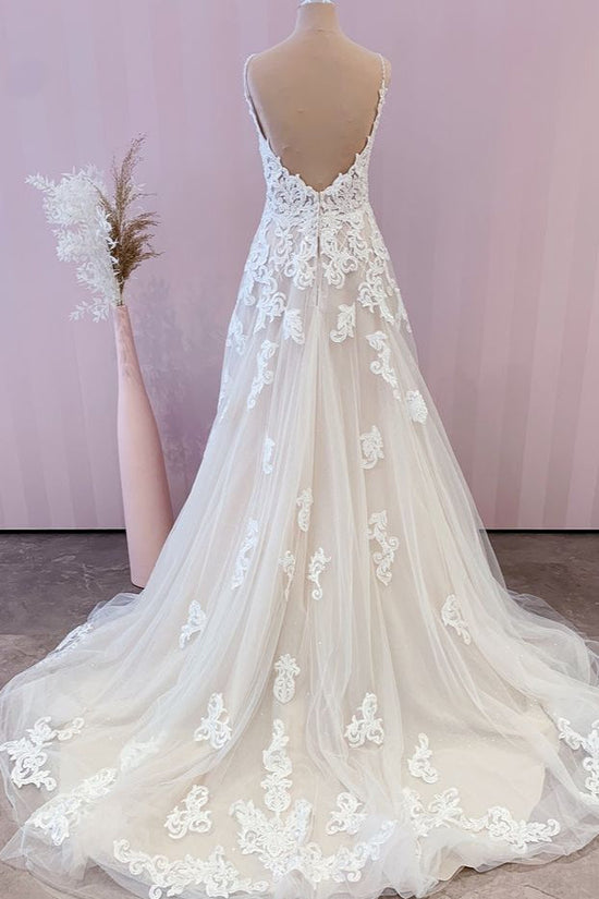 Finden Sie Schöne Brautkleid Creme online bei babyonlinedress.de. Hochzeitskleid A Linie mit Spitze aus tüll mit hocher Qualität bekommen.