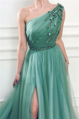 Bmbridal Ein Schulter Split Prom Dress Long With Applique