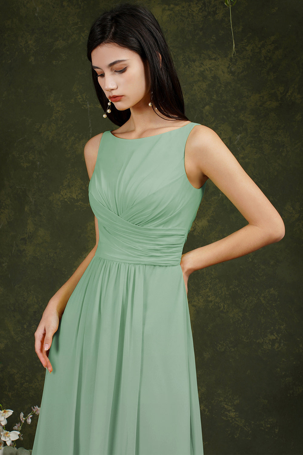 BMbridal Ärmellos Bridesmaid Dress Long With Slit Online