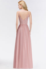 BMbridal Elegant Spitze Keyhole Neckholder Dusty Rose Chiffon Bridesmaid Dress Affordable