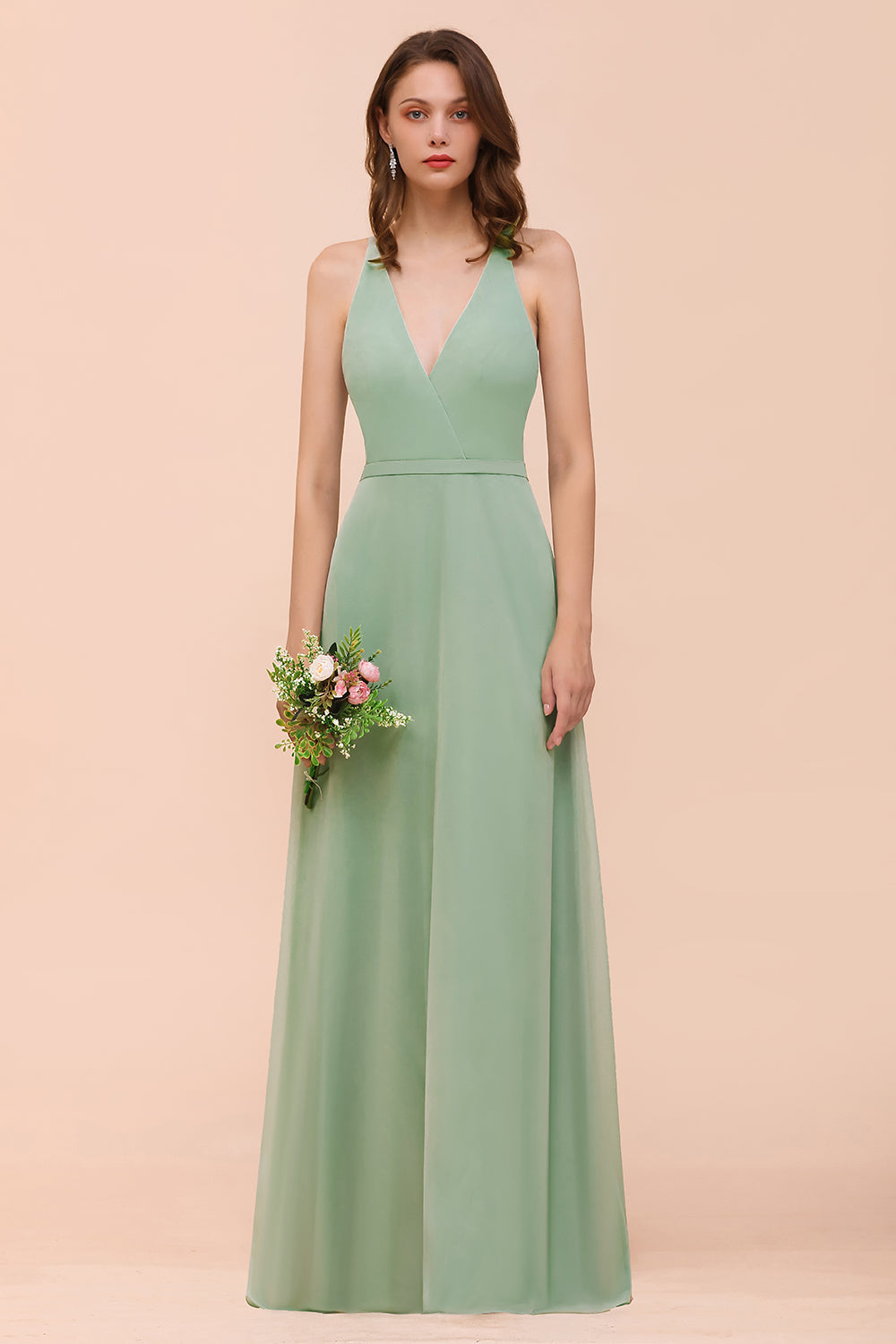 Bestellen Sie Mint Grün Brautjungfernkleider Lang Günstig online bei babyonlinedress.de. Chiffon Kleider Hochzeitsparty für Sie zur Hochzeit gehen.