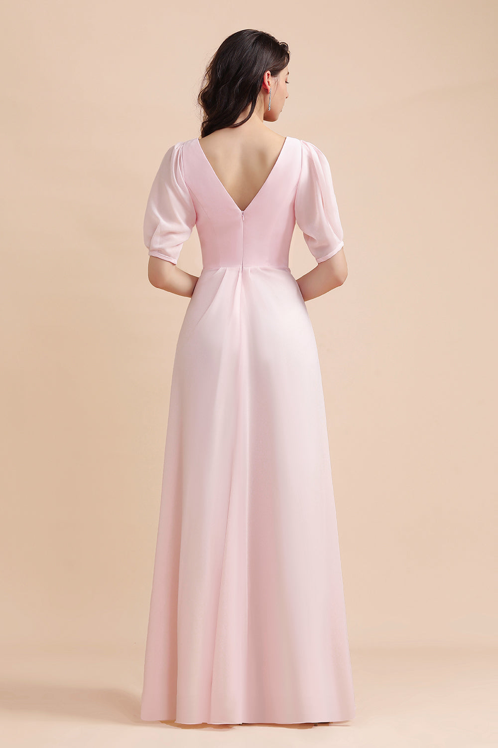 Suchen Sie Rosa Brautjungfernkleider Mit Ärmel online bei babyonlinedress.de. Chiffon Brautjungfernkleid Lang Günstig zur Hochzeit gehen.