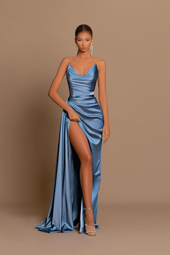 Bmbridal Dusty Blue Herz Ausschnitt Prom Dress Meerjungfrau Stil Long With Split