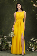 BMbridal Ärmellos Bridesmaid Dress Long With Slit Online