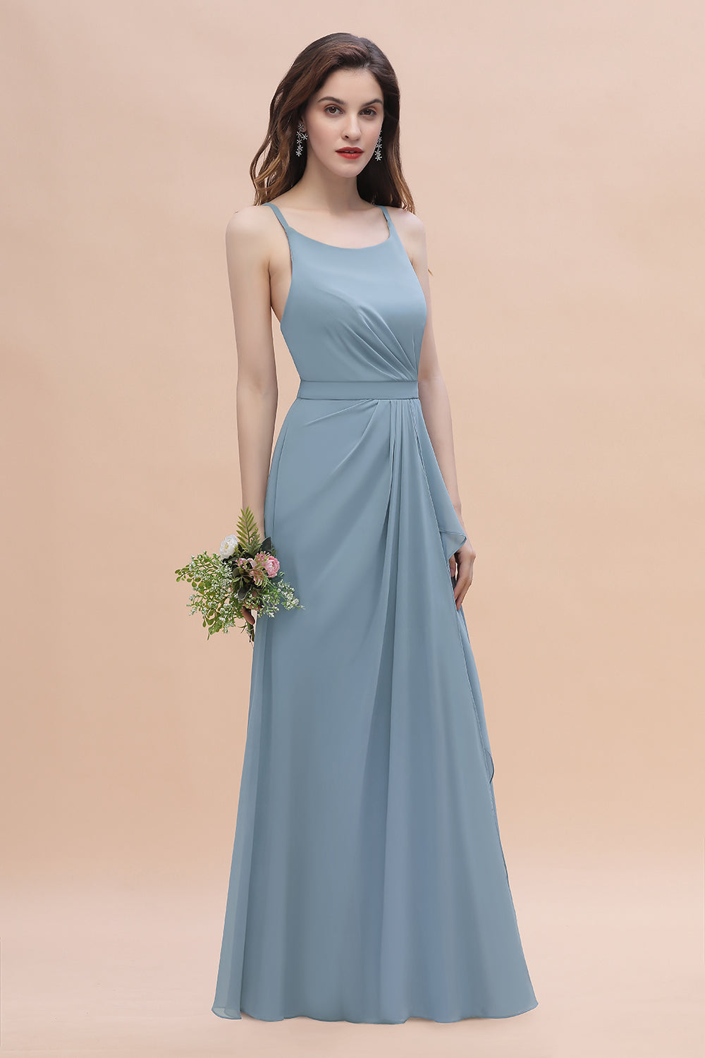 Bestellen Sie Stahlblaue Brautjungfernkleider Günstig online bei babyonlinedress.de. Brautjungfernkleid Lang Chiffon für Sie zur hochzeit gehen.