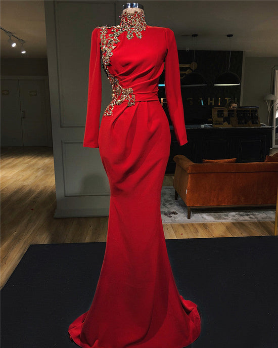 Laden Sie das Bild in den Galerie-Viewer, kaufen Sie Abendkleid Rot Lang Günstig online bei Thekleid.de. Abendkleider mit Ärmel für Sie mit nachg Maße anfertigen service und hocher qualität.
