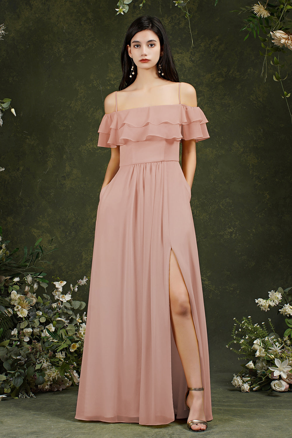 Bmbridal Schulterfrei Bridesmaid Dress Rüschen With Slit