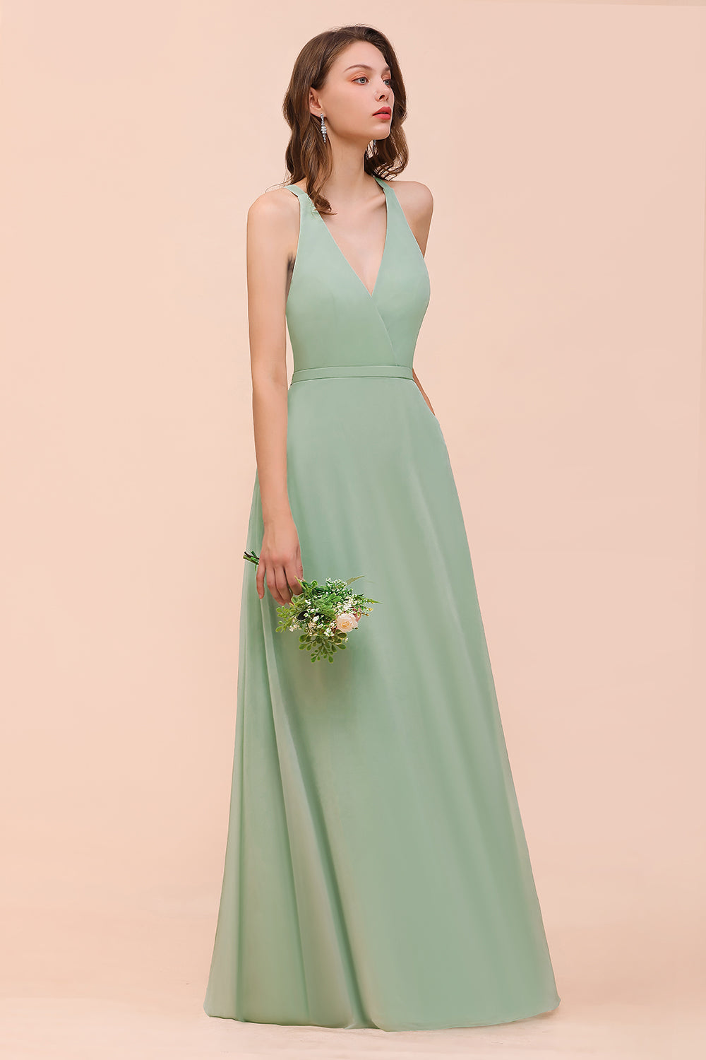 Bestellen Sie Mint Grün Brautjungfernkleider Lang Günstig online bei babyonlinedress.de. Chiffon Kleider Hochzeitsparty für Sie zur Hochzeit gehen.