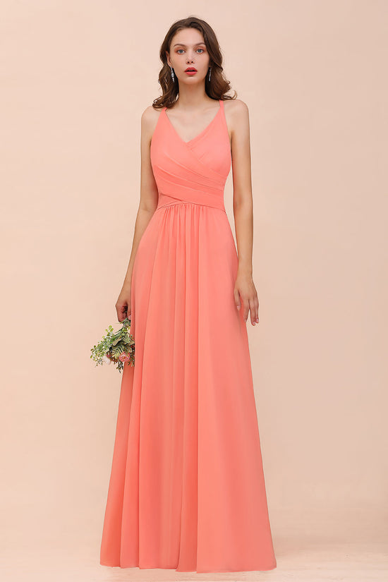 Finden Sie Coral Brautjungfernkleider Lang Günstig online bei babyonlinedress.de. Schlichtes Abendkleid für Sie maßgeschneidert bekommen.