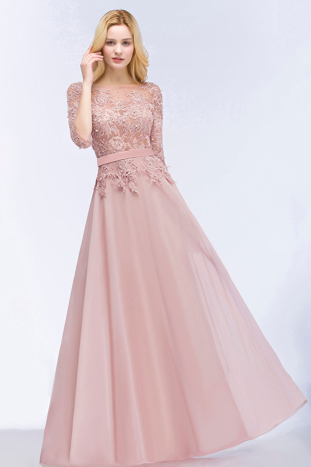 Bestellen Sie Schöne Brautjungfernkleider Mit Ärmel online bei babyonlinedress.de. Brautjungfernkleid Lang Rosa maß geschneidert zur Hochzeit gehen.