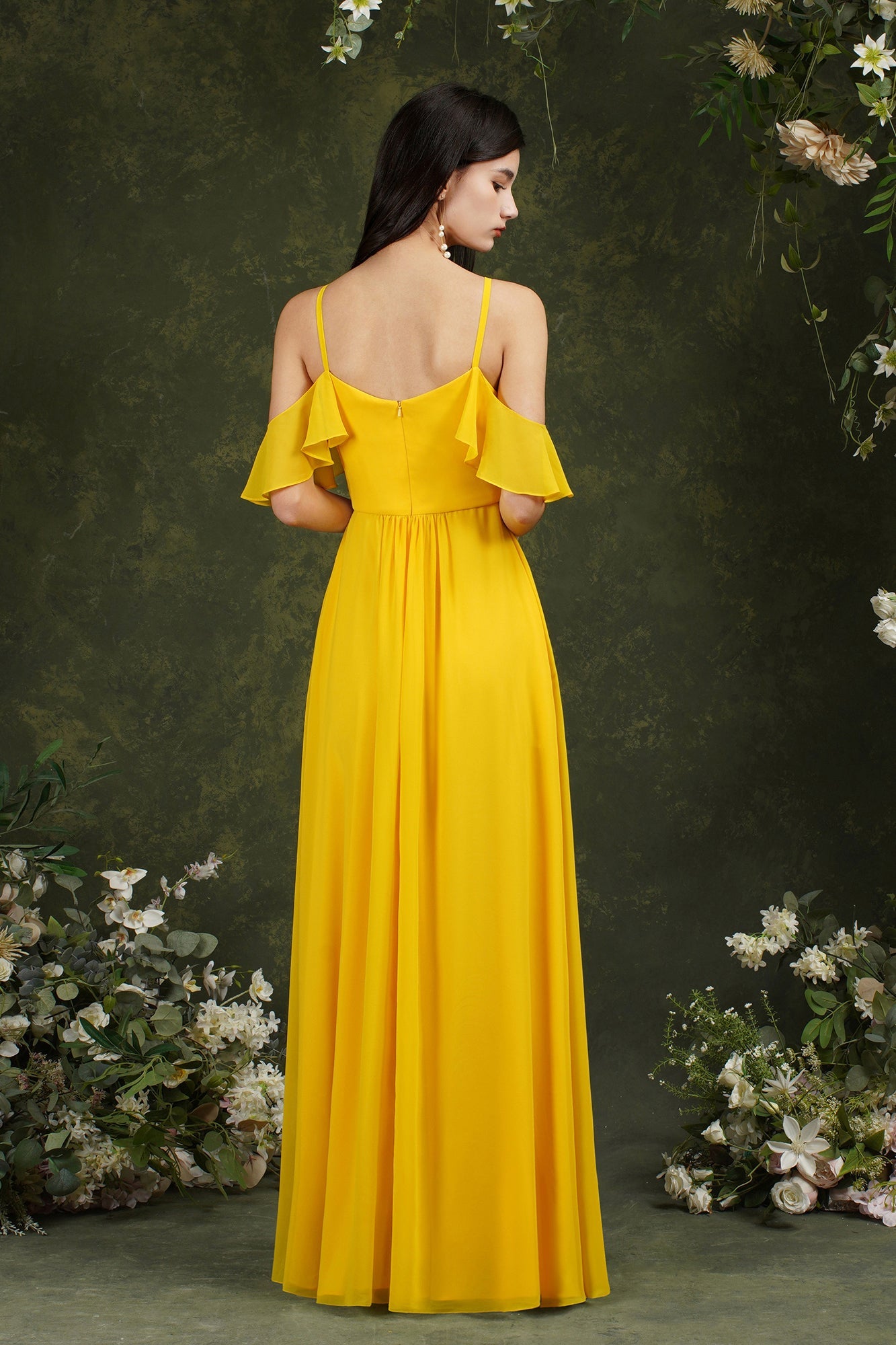 Bmbridal Neckholder Chiffon Bridesmaid Dress Long WIth Ruffle