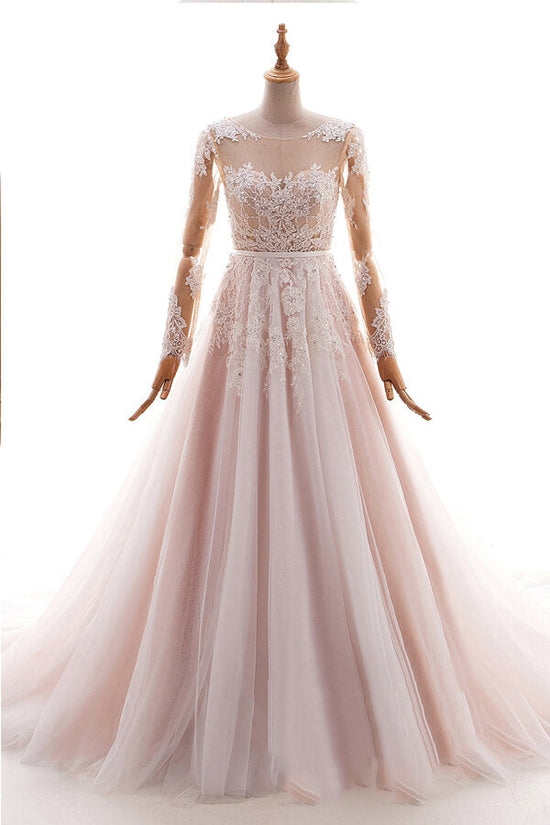 Laden Sie das Bild in den Galerie-Viewer, Suchen Sie Blush Pink Brautkleider mit Ärmel online bei babyonlinedress.de. Hochzeistkleider Günstig Online für Sie zur Hochzeit gehen.
