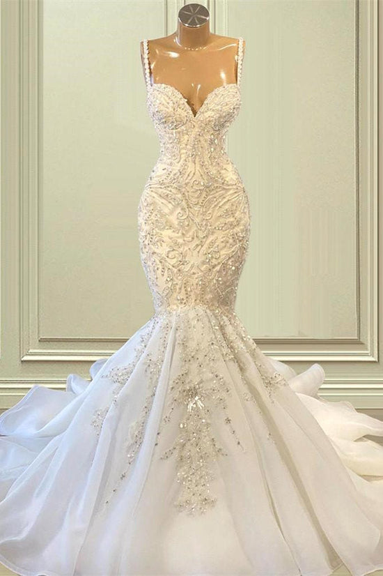 Laden Sie das Bild in den Galerie-Viewer, Kaufen Sie Elegante Brautkleider Weiß online bei babyonlinedress.de mit günstigem Preis. Hochzeitskleider Meerjungfrau online für Sie zur Hochzeit gehen.
