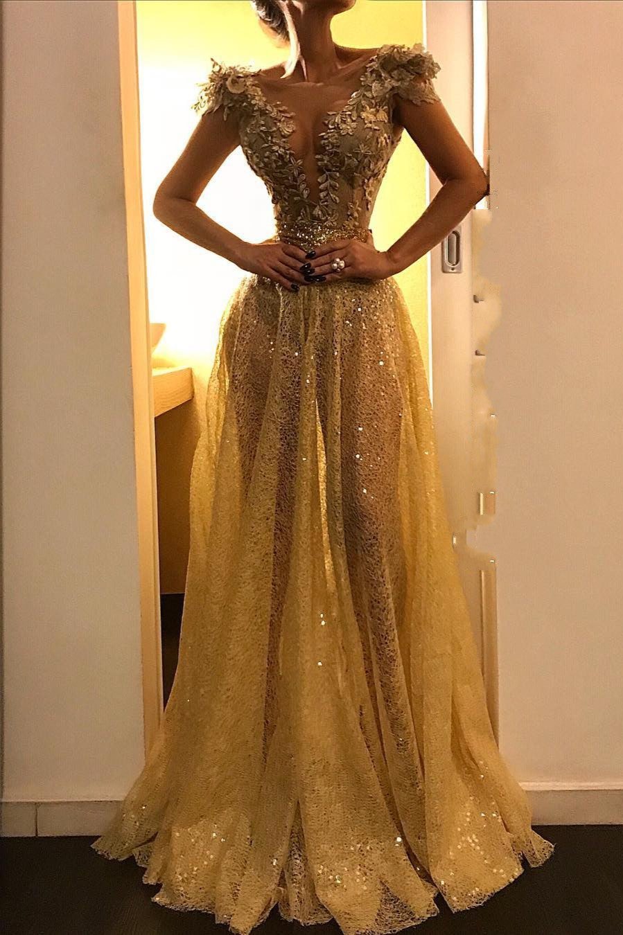 Kaufen Sie Abendkleid Gold aus Spitze mit günstigen Preis online. Abendkleider Lang Günstig online für Sie zur Abiball gehen.