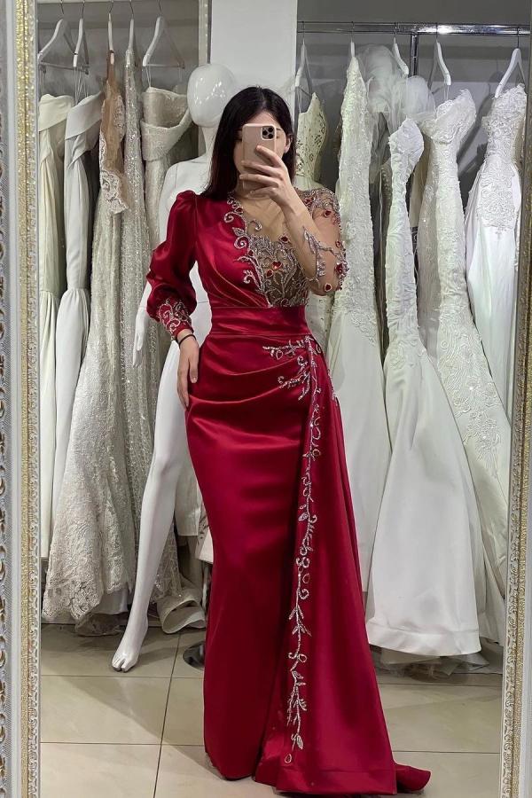 Finden Sie Elegante Abendkleider Lang Weinrot online bei Thekleid.de. Abiballkleider mit Ärmel für Sie zum abiball gehen.